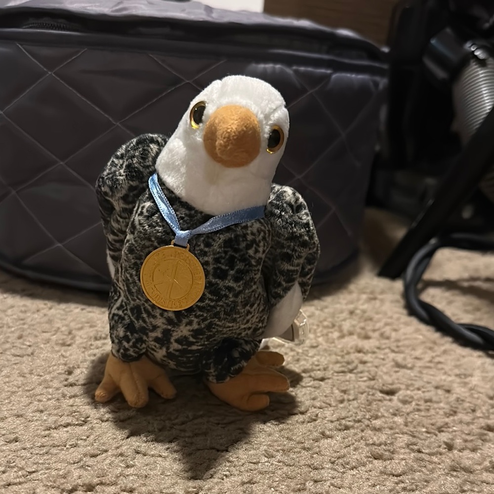 Plush Eagle Toy with Gold Medal